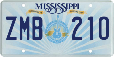 MS license plate ZMB210
