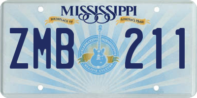 MS license plate ZMB211