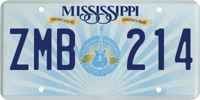 MS license plate ZMB214