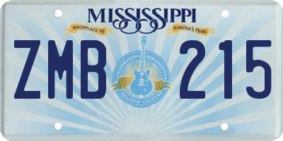 MS license plate ZMB215