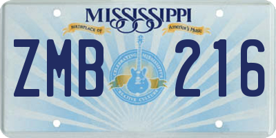 MS license plate ZMB216