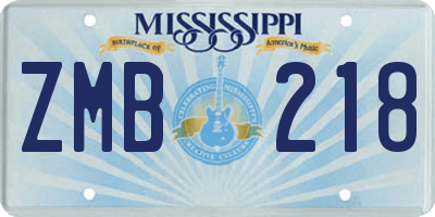 MS license plate ZMB218