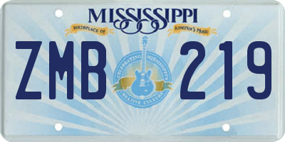 MS license plate ZMB219