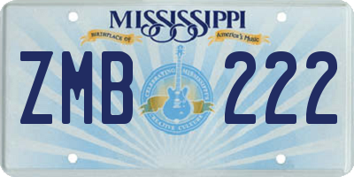 MS license plate ZMB222