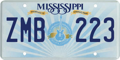 MS license plate ZMB223