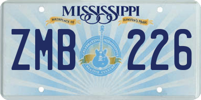 MS license plate ZMB226