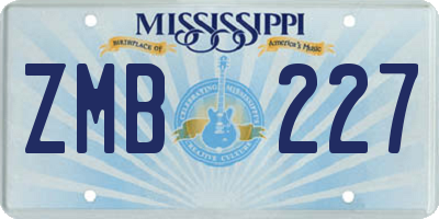 MS license plate ZMB227