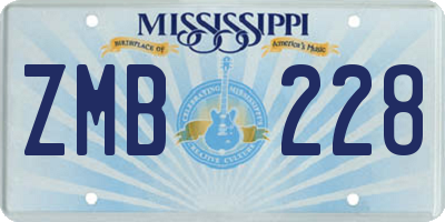 MS license plate ZMB228