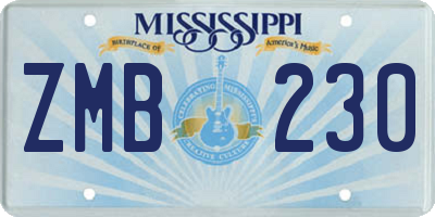 MS license plate ZMB230