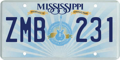 MS license plate ZMB231