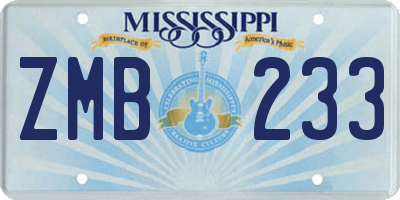 MS license plate ZMB233