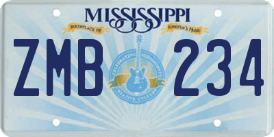 MS license plate ZMB234