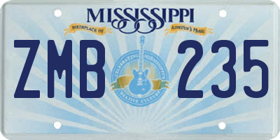 MS license plate ZMB235