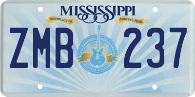 MS license plate ZMB237