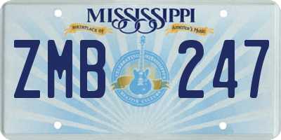 MS license plate ZMB247