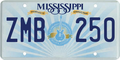 MS license plate ZMB250