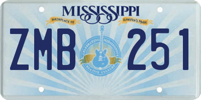 MS license plate ZMB251
