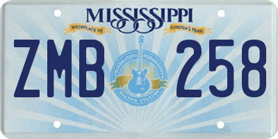 MS license plate ZMB258