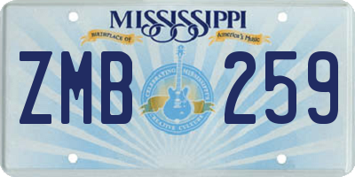 MS license plate ZMB259