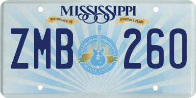 MS license plate ZMB260