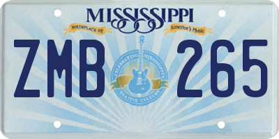 MS license plate ZMB265