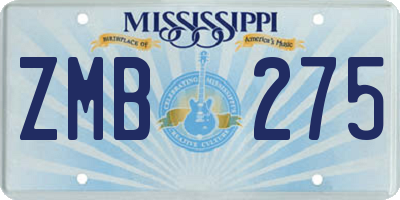 MS license plate ZMB275