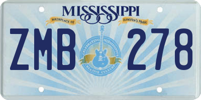 MS license plate ZMB278