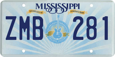 MS license plate ZMB281