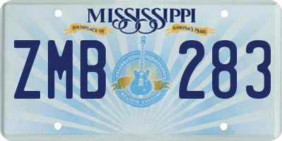 MS license plate ZMB283