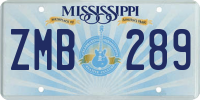 MS license plate ZMB289