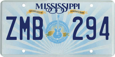 MS license plate ZMB294
