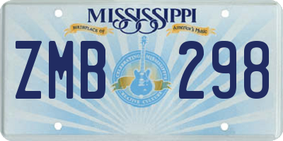 MS license plate ZMB298