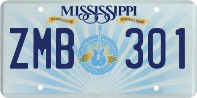 MS license plate ZMB301