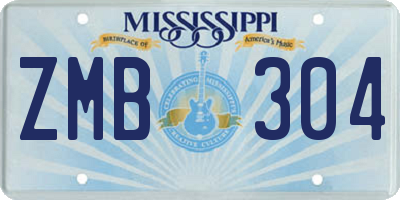 MS license plate ZMB304
