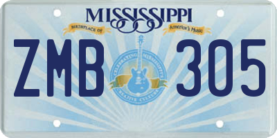 MS license plate ZMB305