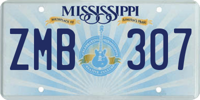 MS license plate ZMB307