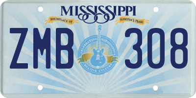 MS license plate ZMB308