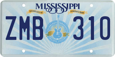 MS license plate ZMB310