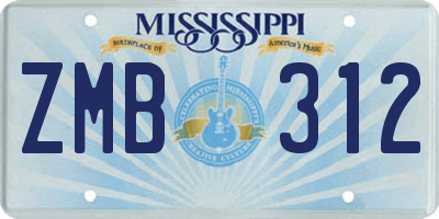 MS license plate ZMB312