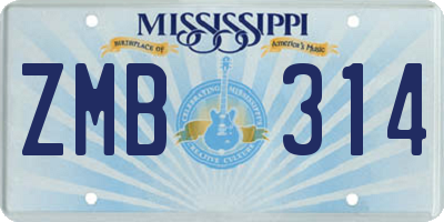 MS license plate ZMB314