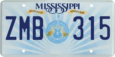 MS license plate ZMB315