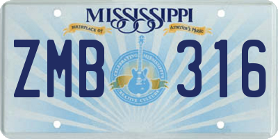 MS license plate ZMB316