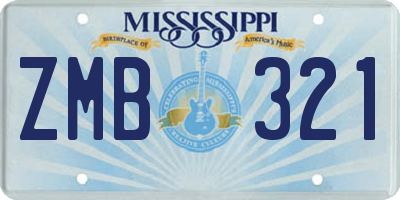 MS license plate ZMB321