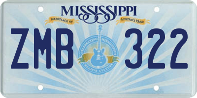 MS license plate ZMB322