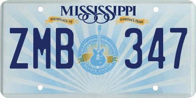 MS license plate ZMB347