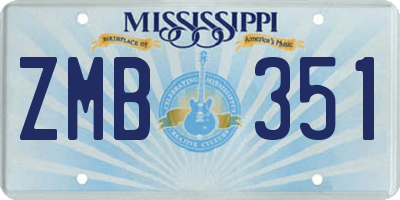 MS license plate ZMB351