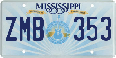 MS license plate ZMB353