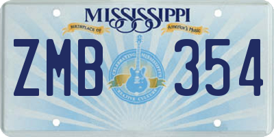 MS license plate ZMB354