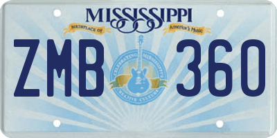 MS license plate ZMB360