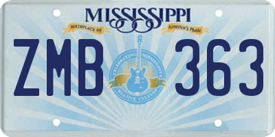 MS license plate ZMB363